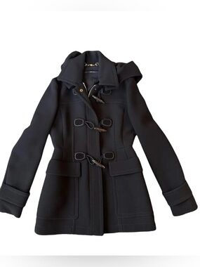 Gucci Black Toggle-Front Hooded Wool Coat - Women